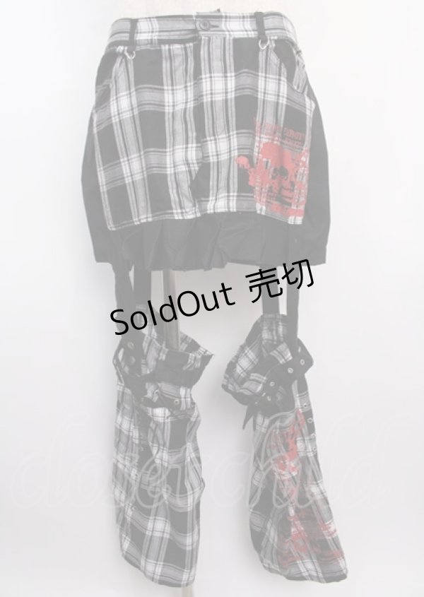 画像1: MAD /フラップ付きチェック柄カスタムセパレートスカート L グレー Y-25-02-26-068-PU-SK-SZ-ZY (1)