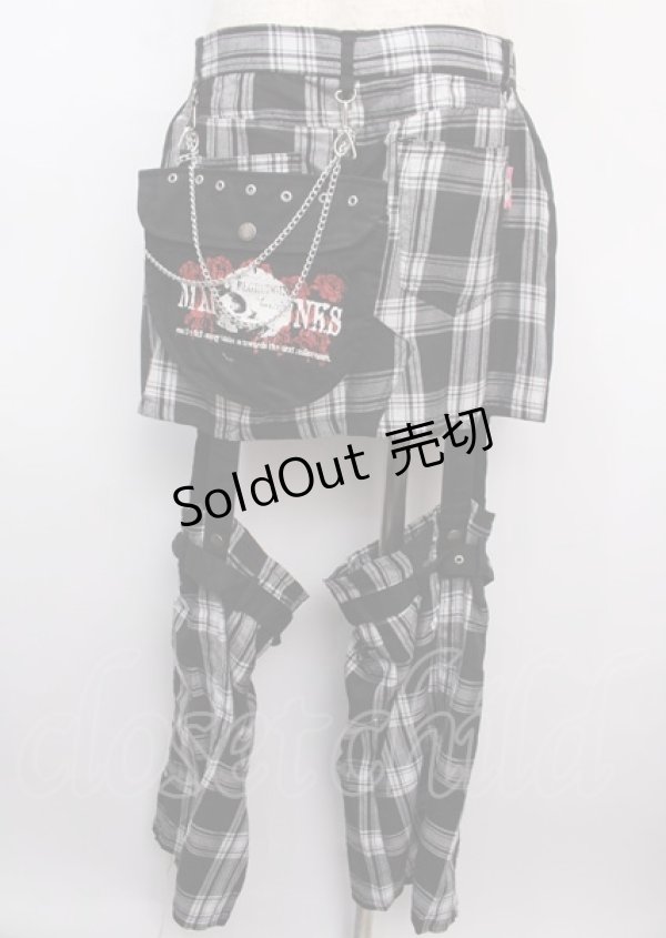 画像2: MAD /フラップ付きチェック柄カスタムセパレートスカート L グレー Y-25-02-26-068-PU-SK-SZ-ZY (2)