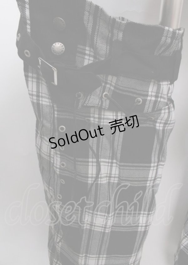 画像4: MAD /フラップ付きチェック柄カスタムセパレートスカート L グレー Y-25-02-26-068-PU-SK-SZ-ZY (4)