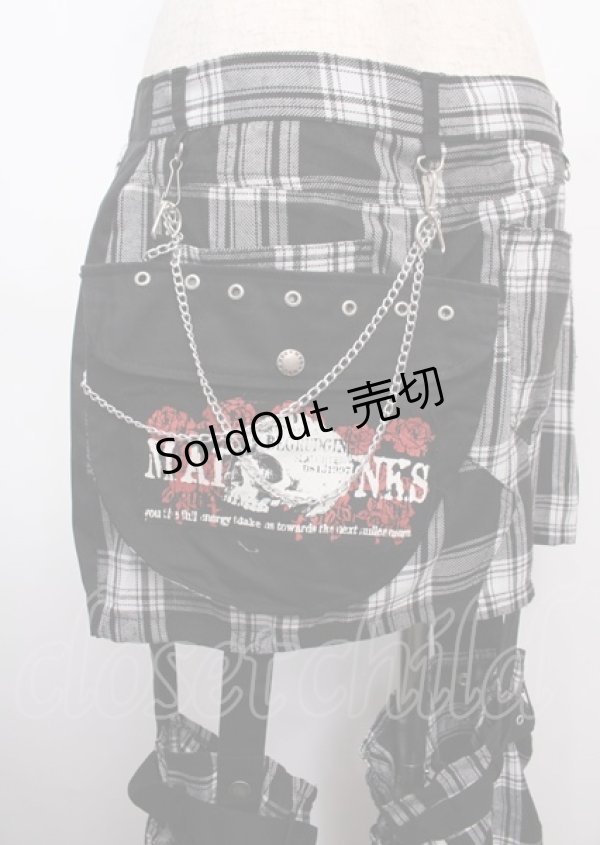 画像5: MAD /フラップ付きチェック柄カスタムセパレートスカート L グレー Y-25-02-26-068-PU-SK-SZ-ZY (5)