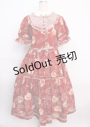 画像: PINK HOUSE / Rambling Heartsプリントパッチワークワンピース  赤 Y-25-02-26-022-LO-OP-AS-ZY