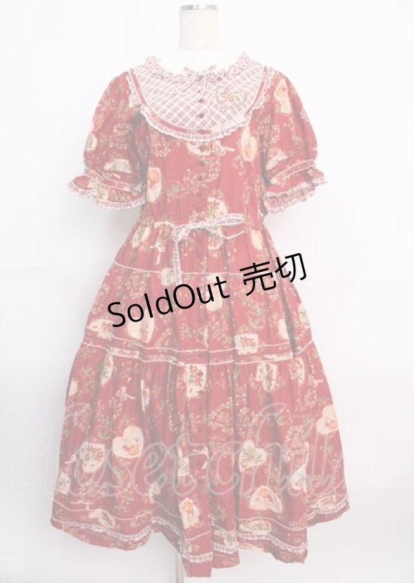 画像1: PINK HOUSE / Rambling Heartsプリントパッチワークワンピース  赤 Y-25-02-26-022-LO-OP-AS-ZY (1)