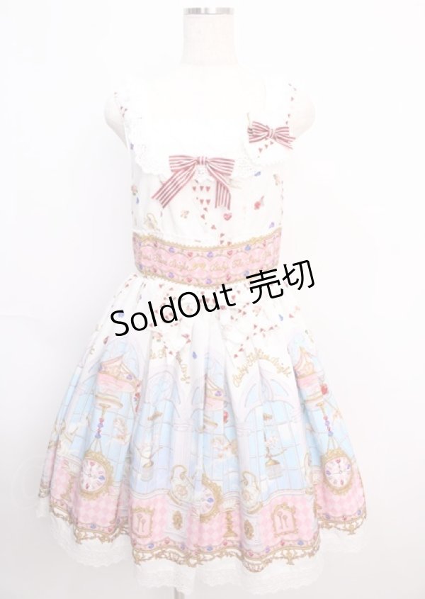 画像1: BABY,THE STARS SHINE BRIGHT / Alice in the Crystal Palace柄Ribbonジャンパースカート  シロ Y-25-02-26-026-BA-OP-SZ-ZY (1)