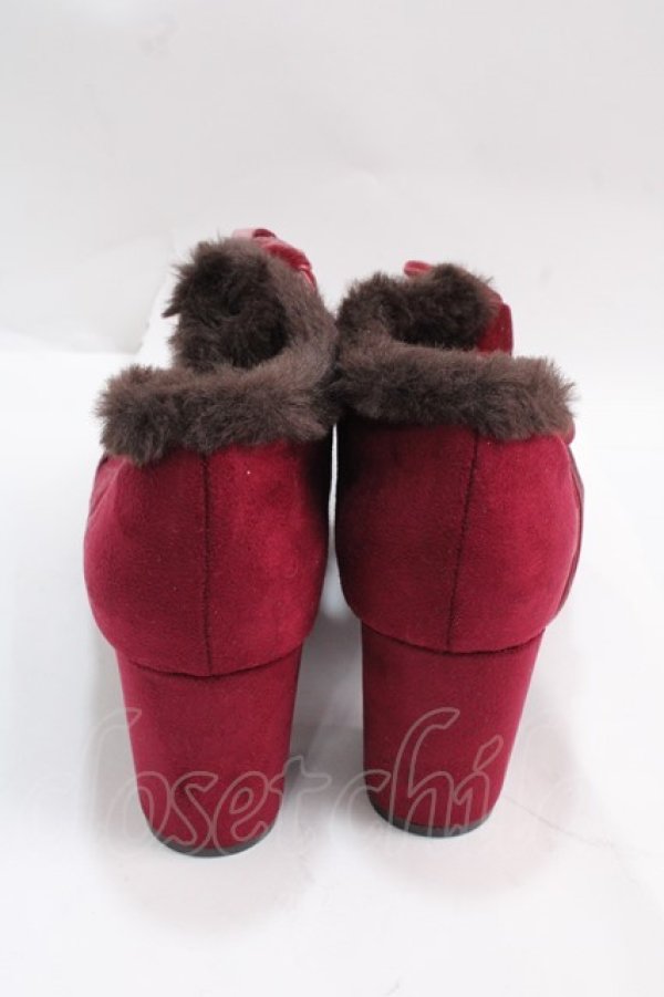 画像3: axes femme / 刺繍入りファーブーティー S ワイン Y-25-02-27-041-AX-SH-SZ-ZT-K003 (3)