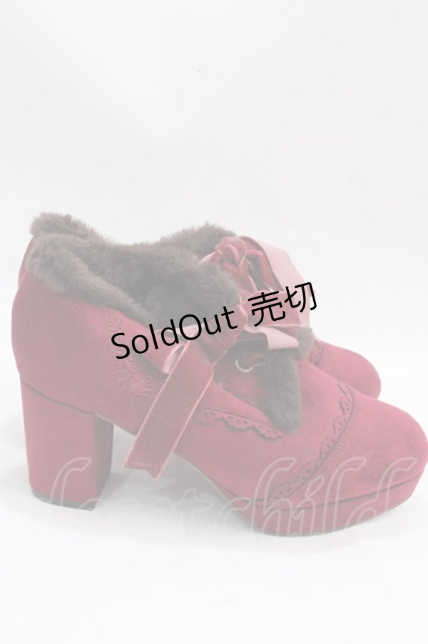 画像4: axes femme / 刺繍入りファーブーティー S ワイン Y-25-02-27-041-AX-SH-SZ-ZT-K003 (4)