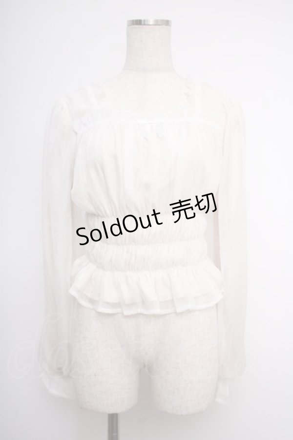 画像1: axes femme POETIQUE / シアーギャザーブラウス M 生成り Y-25-02-27-059-AX-BL-SZ-ZI (1)