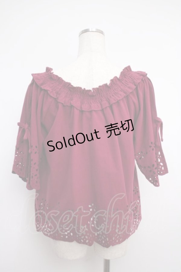 画像2: axes femme / カットワークフラワープルオーバー M ワイン Y-25-02-27-065-AX-TO-SZ-ZI (2)