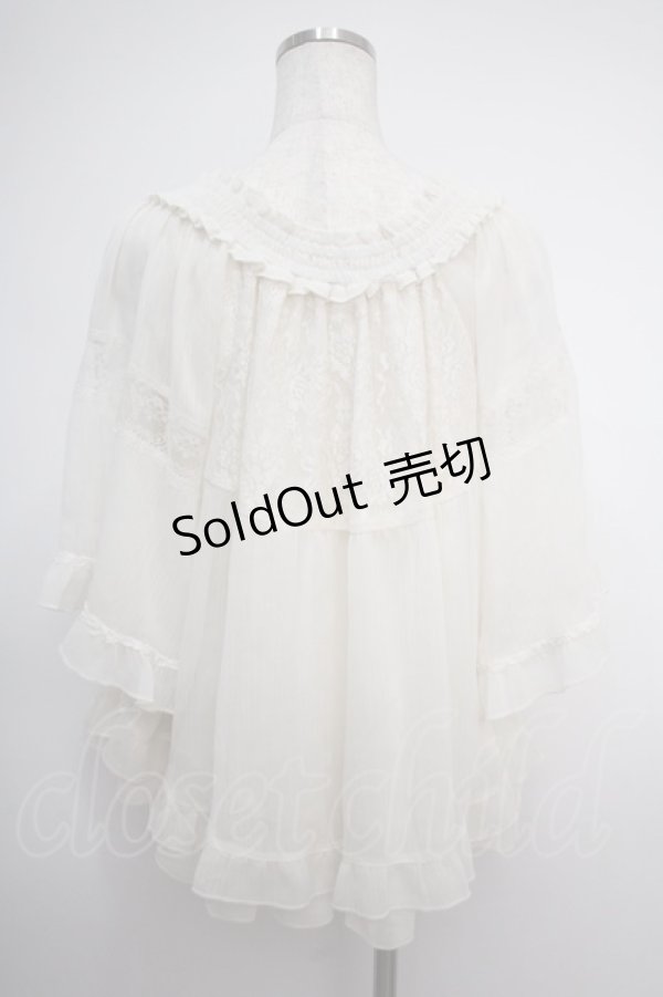 画像2: axes femme / フラワーレース半袖シフォントップス M 生成り Y-25-02-27-067-AX-TO-SZ-ZY (2)
