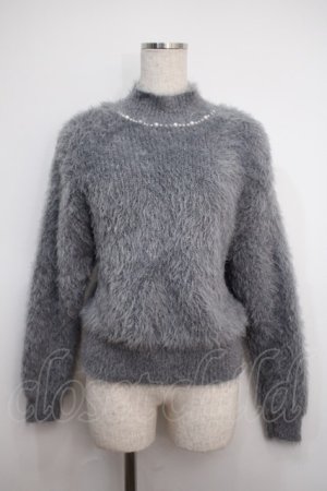画像: axes femme / パール付きフェザーニット  グレー Y-25-02-27-083-AX-TO-SZ-ZT108