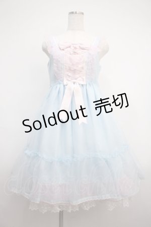 画像: Angelic Pretty / Lovelyオーガンジージャンパースカート  サックス×ピンク Y-25-02-27-087-AP-OP-SZ-ZY