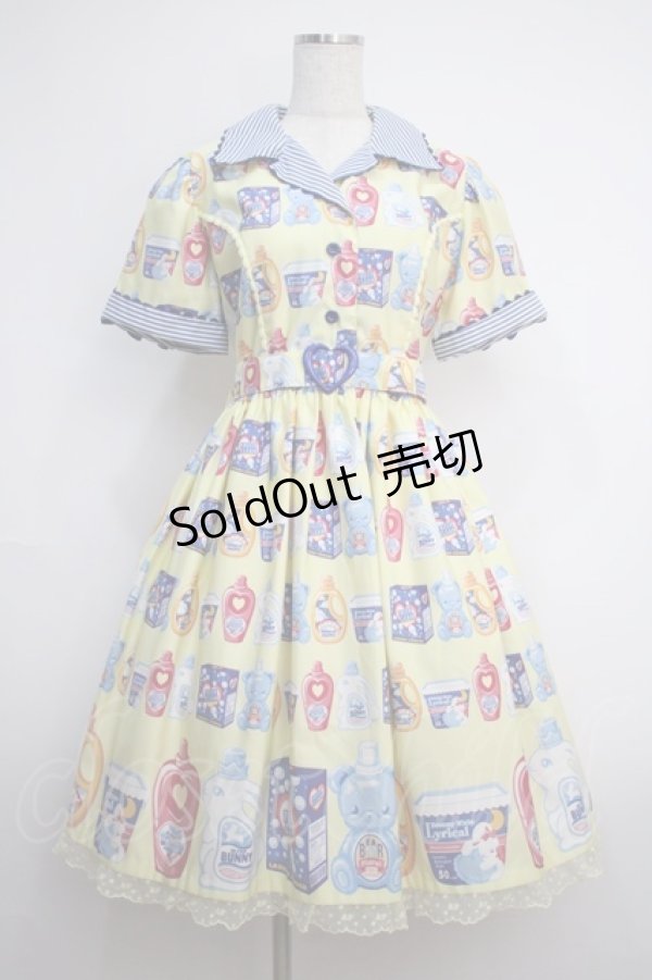 画像1: Angelic Pretty / Sunny Smile Laundryワンピース  イエロー Y-25-02-27-091-AP-OP-SZ-ZY (1)