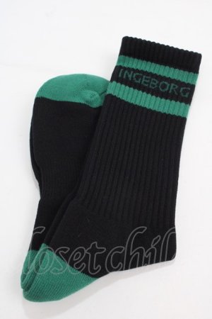 画像: INGEBORG / INGEBORG×VIVIANO ロゴソックス  ブラック Y-25-02-27-009-LO-ZA-SZ-ZY