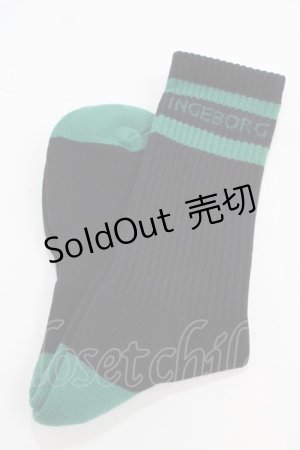 画像: INGEBORG / INGEBORG×VIVIANO ロゴソックス  ブラック Y-25-02-27-009-LO-ZA-SZ-ZY