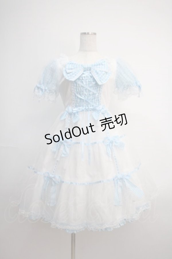 画像1: Angelic Pretty / Puffギンガムワンピース  シロ×サックス Y-25-02-27-092-AP-OP-SZ-ZY (1)