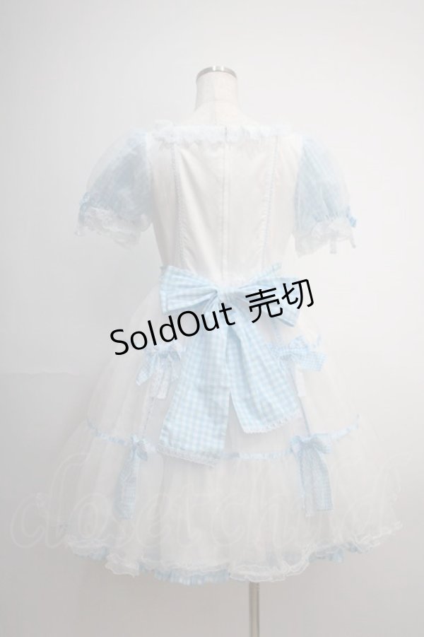 画像2: Angelic Pretty / Puffギンガムワンピース  シロ×サックス Y-25-02-27-092-AP-OP-SZ-ZY (2)