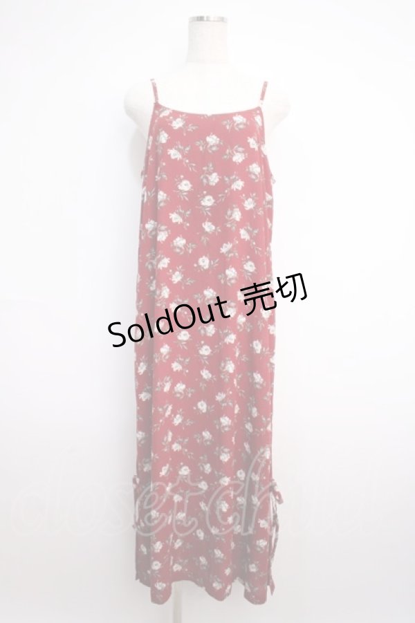 画像1: axes femme / ローズptキャミワンピース M ワイン Y-25-02-27-106-AX-OP-SZ-ZI (1)