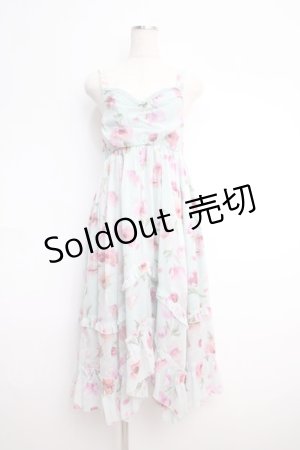 画像: axes femme / フローラルワンピース  サックス Y-25-02-27-110-AX-OP-SZ-ZI