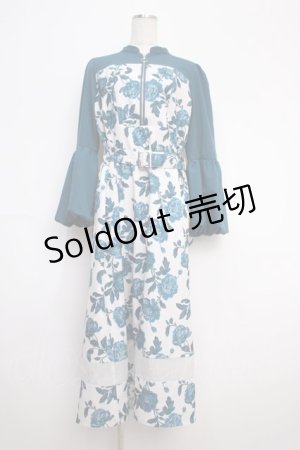 画像: axes femme / バルーンスリーブフラワーワンピース  グリーン Y-25-02-27-126-AX-OP-SZ-ZY