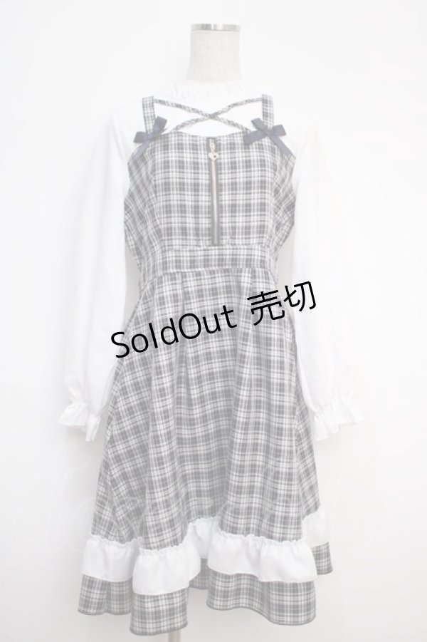 画像1: axes femme / チェック柄ドッキングワンピース   Y-25-02-27-127-AX-OP-SZ-ZY (1)