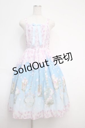 画像: axes femme kawaii / ブルーミングガーデンジャンパースカート  サックス Y-25-02-27-128-AX-OP-SZ-ZY