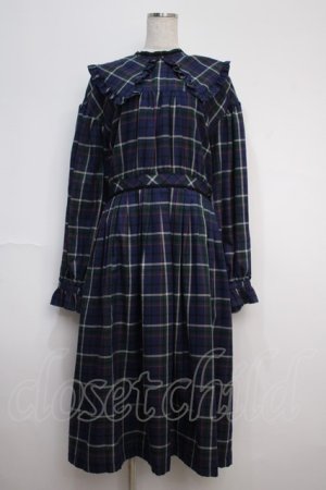 画像: Maison de minette / Big collar plaid dress  ネイビー Y-25-02-27-129-LO-OP-SZ-ZT439