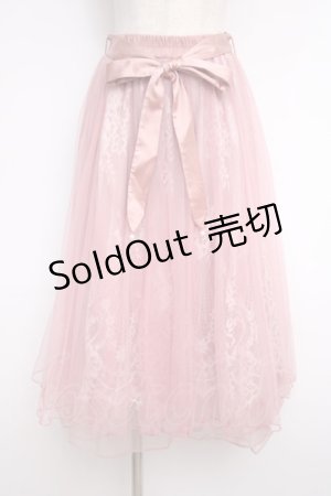 画像: axes femme POETIQUE / リボン付レース×チュールスカート M ピンク Y-25-02-27-139-AX-SK-SZ-ZY