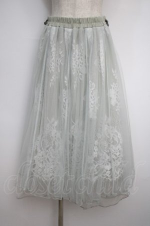画像: axes femme POETIQUE / リボン付レース×チュールスカート M グリーン Y-25-02-27-149-AX-SK-SZ-OS