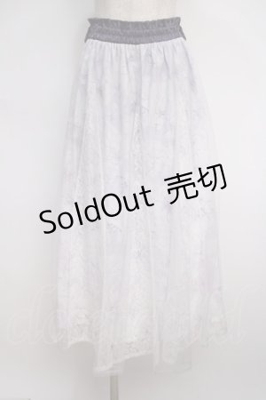 画像: axes femme / 線画花柄レイヤードスカート F ラベンダー Y-25-02-27-154-AX-SK-SZ-ZS