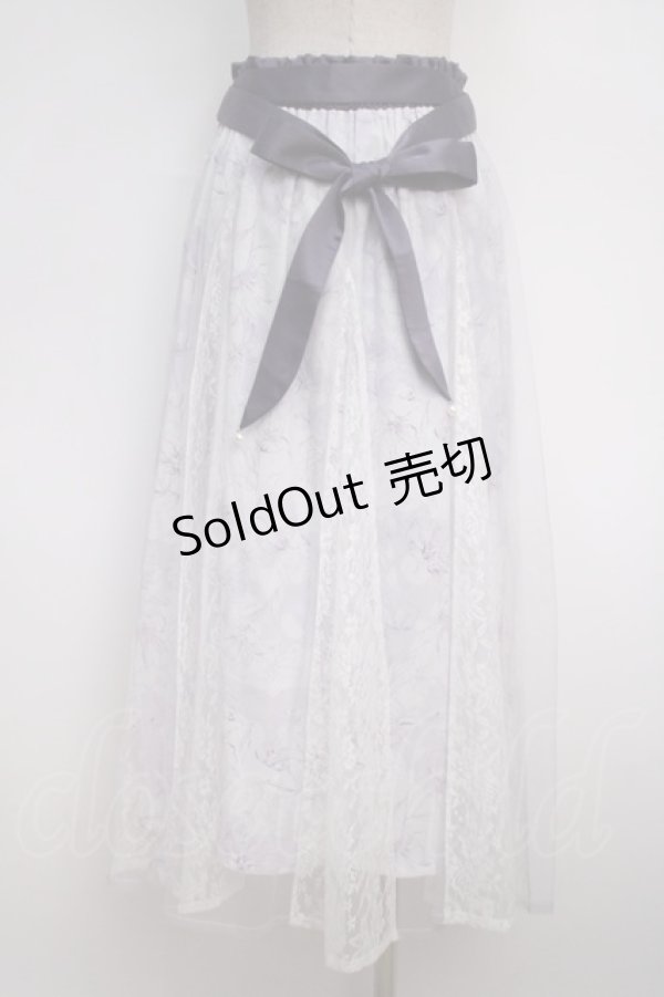 画像2: axes femme / 線画花柄レイヤードスカート F ラベンダー Y-25-02-27-154-AX-SK-SZ-ZS (2)