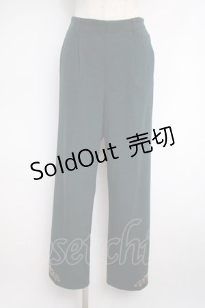 画像: axes femme / 花刺繍ストレートカットパンツ M グリーン Y-25-02-27-166-AX-PA-SZ-ZY