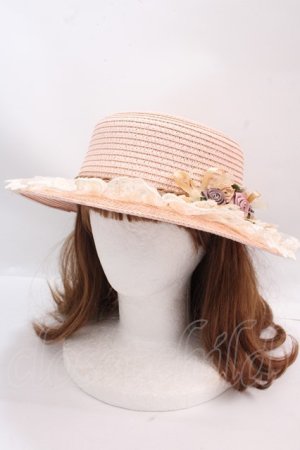 画像: axes femme / 巻きバラレースカンカン帽 57.5cm アワピンク Y-25-02-27-039-AX-AC-SZ-ZY