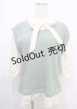 画像: axes femme / 重ね着風トップス  グリーン Y-25-03-04-042-AX-TO-SZ-ZY