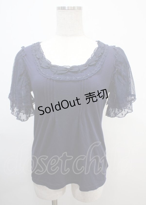 画像1: axes femme / リボンディテールプルオーバー M 紺 Y-25-03-04-059-AX-TO-SZ-ZY (1)