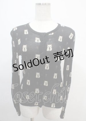 画像: HYSTERIC GLAMOUR / rose cat総柄カーディガン  黒 Y-25-03-04-074-PU-TO-SZ-ZY