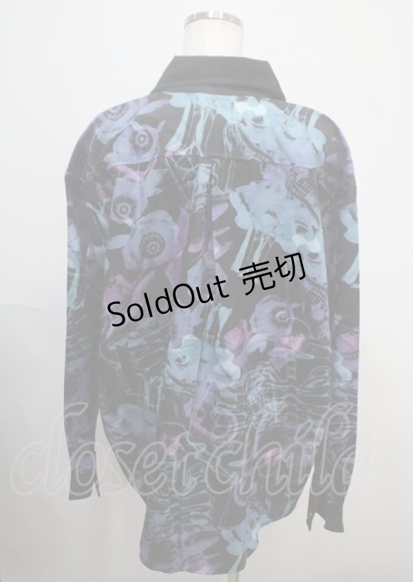 画像2: Drug Honey / 骨の舞踏会柄BIGシャツ  黒 Y-25-03-04-085-PU-BL-SZ-ZY (2)