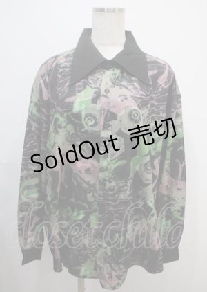 画像: Drug Honey / 骨の舞踏会柄BIGシャツ  黒 Y-25-03-04-086-PU-BL-SZ-ZY