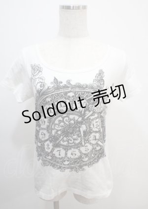 画像: ALGONQUINS / スカルクロック半袖シャツ  白 Y-25-03-04-090-AL-TO-SZ-ZY