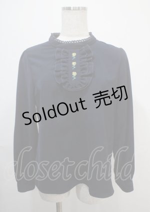 画像: Fi.n.t / 薔薇刺繍ブラウス  紺 Y-25-03-04-094-CA-BL-SZ-ZY