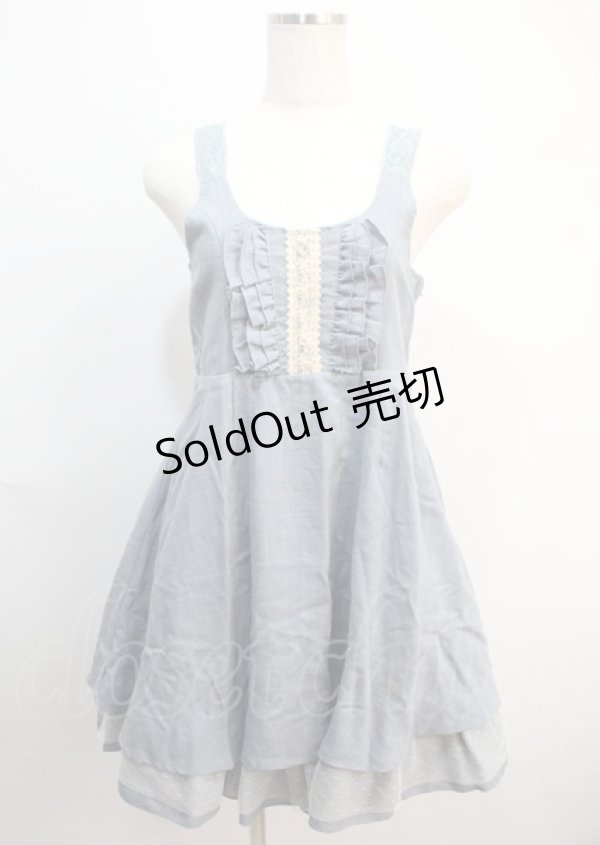 画像1: axes femme / レース使いデニム風ワンピース  ブルー Y-25-03-04-098-AX-OP-SZ-ZY (1)