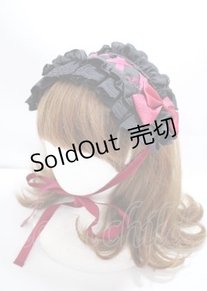 画像: ATELIER PIERROT / Lace-up Frill Headdress  ボルドー Y-25-03-04-013-EL-AC-SZ-ZY