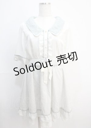 画像: axes femme / ストライプ柄ドッキングワンピース  白×サックス Y-25-03-04-107-AX-OP-SZ-ZY