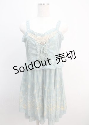画像: axes femme / 壁紙花パネル消しプリーツワンピース  グリーン Y-25-03-04-115-AX-OP-SZ-ZY