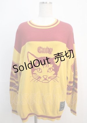 画像: Candy Stripper / numbering cat セーター  赤×黄 Y-25-03-04-134-PU-TO-SZ-ZY