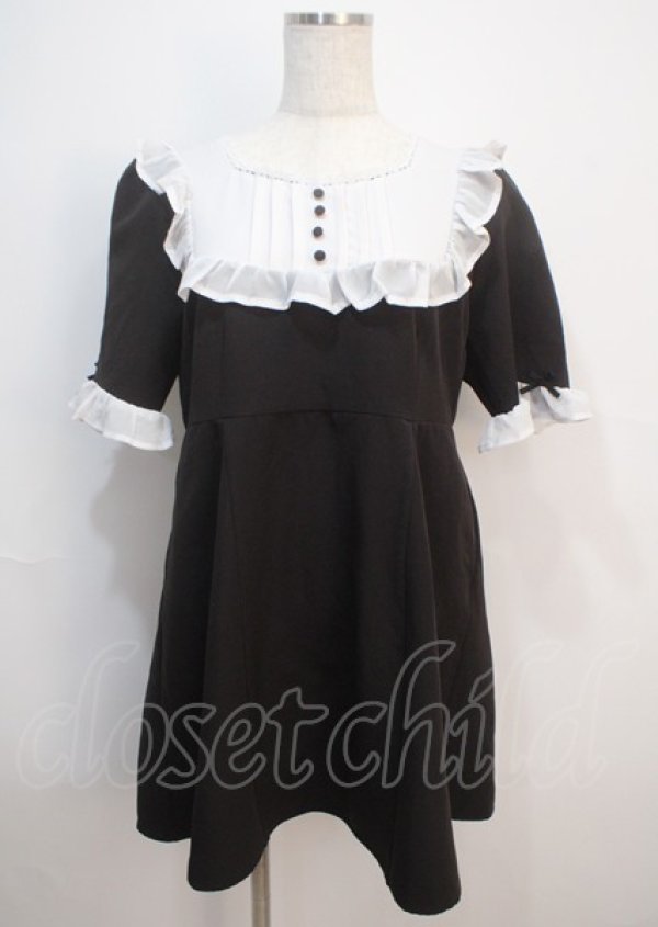 画像1: DearMyLoveRose / ダイヤフリル上品ワンピース LL 黒 Y-25-03-04-144-EL-OP-SZ-ZY (1)