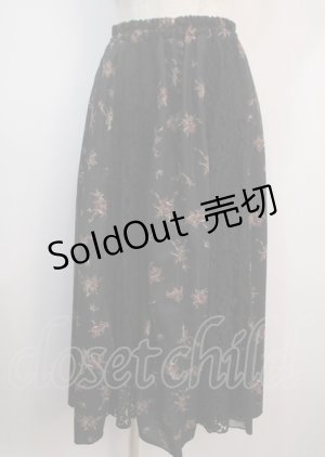 画像: axes femme / レース花パッチワークスカート M 黒 Y-25-03-04-149-AX-SK-SZ-ZT417