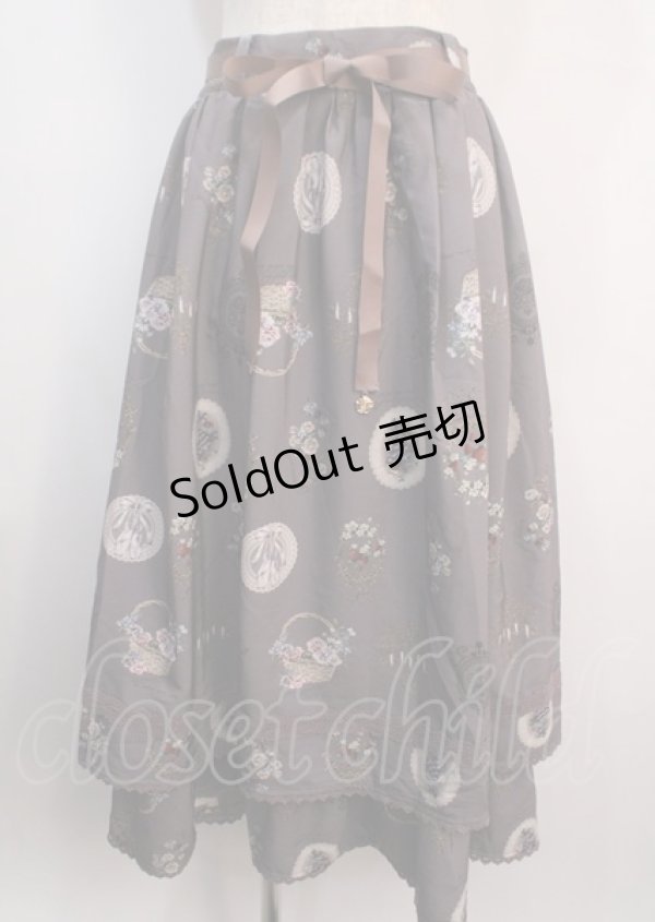 画像1: axes femme / アンティークフルーツ柄スカート F グレージュ Y-25-03-04-159-AX-SK-SZ-ZY (1)