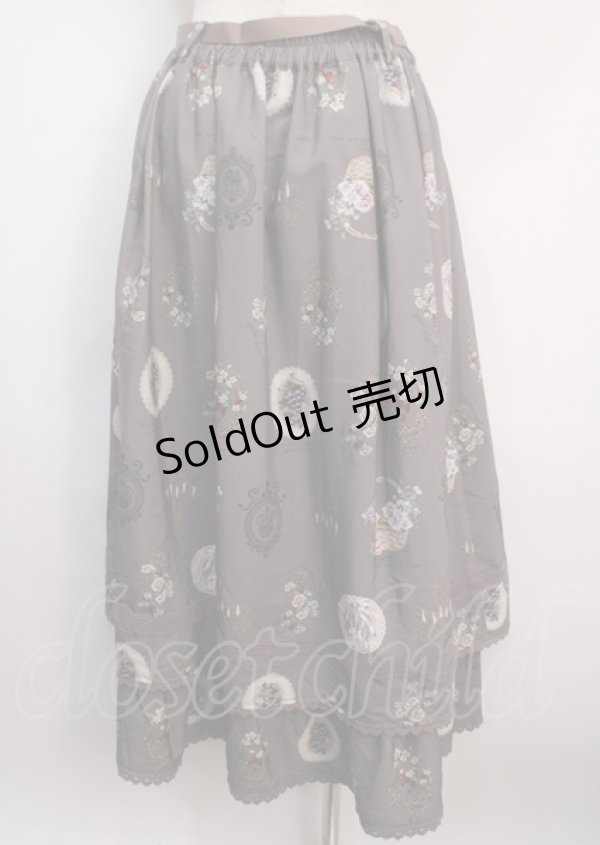 画像2: axes femme / アンティークフルーツ柄スカート F グレージュ Y-25-03-04-159-AX-SK-SZ-ZY (2)