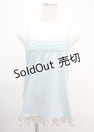 画像: axes femme / 柄レース・立体お花付きキャミ M サックス Y-25-03-04-033-AX-TO-SZ-ZY