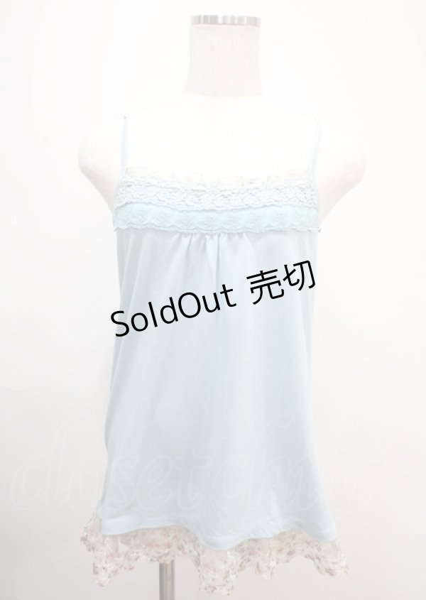 画像1: axes femme / 柄レース・立体お花付きキャミ M サックス Y-25-03-04-033-AX-TO-SZ-ZY (1)