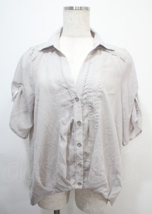 画像: axes femme / ストライプシャツ  グレー Y-25-03-04-039-AX-TO-SZ-ZI
